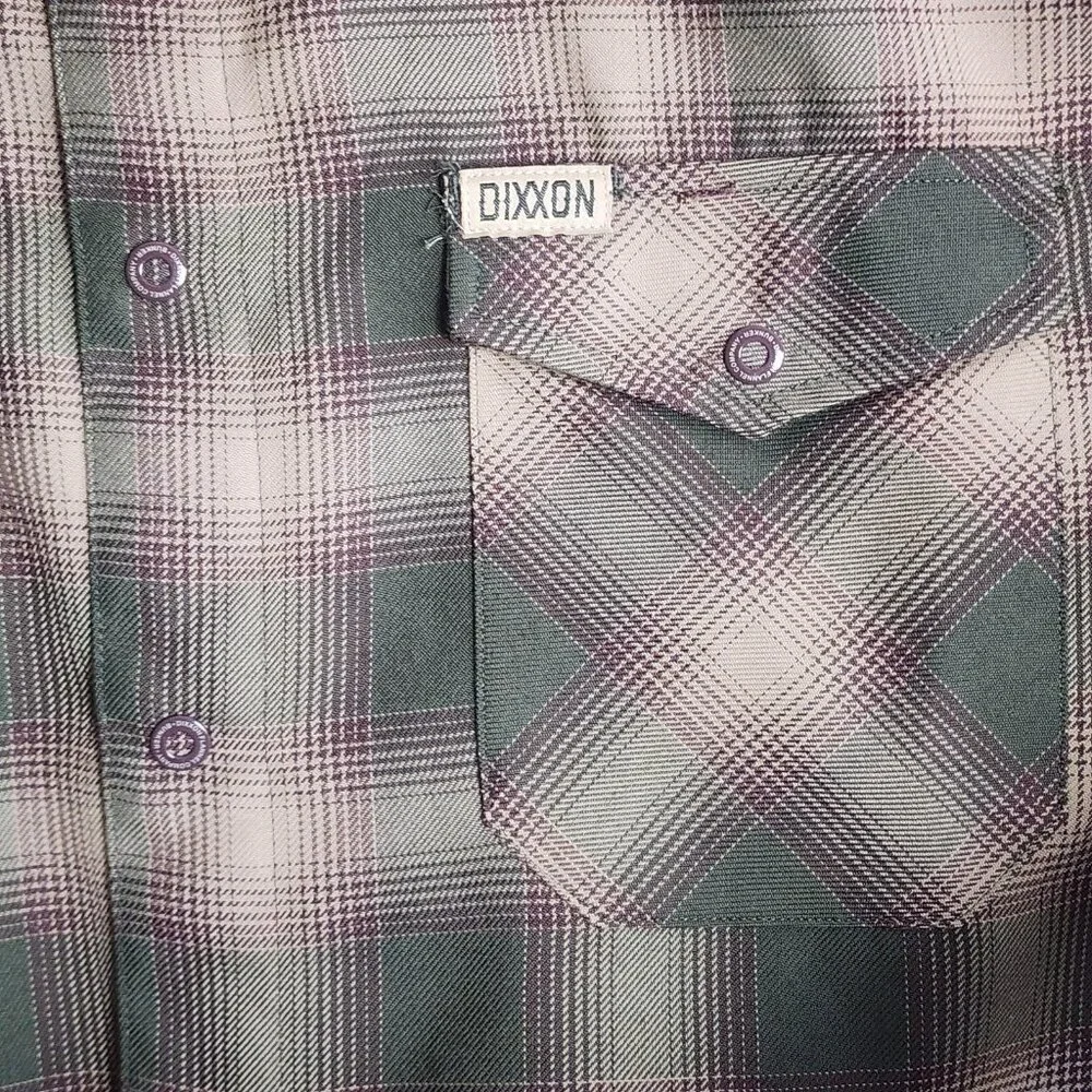 Dixxon Bunker Flannel Shirt Mens XL Green Tan Plaid D-Tech Button Up Casual - Picture 2 of 11